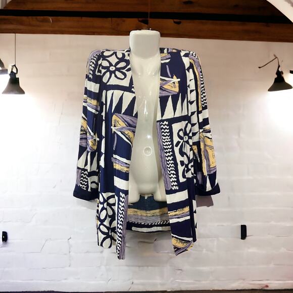 Peri Petites Women's Artsy Long Sleeve Open Front Blazer | Size 8 VINTAGE 80s - Picture 1 of 10